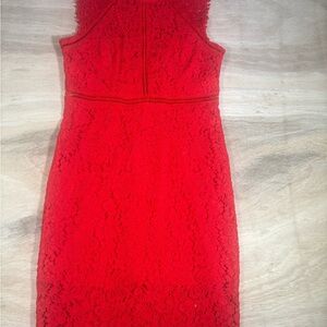Bardot Vibrant Red Lace Midi Dress US 10